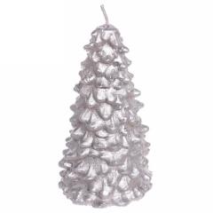 Свеча новогодняя Сказочная ель 5,5х10 см, серебро