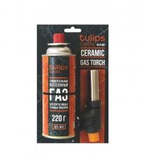 Горелка газовая TULIPS для цангового баллона + баллон IG13-051 в строительных магазинах СтройГрад
