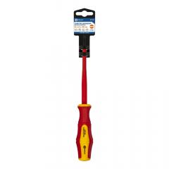 Отвертка диэлектрическая КОБАЛЬТ Ultra Grip SL 4,0 х 100 мм, CR-V, двухкомпонентная рукоятка, подвес в строительных магазинах СтройГрад