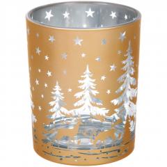 Подсвечник ˮСнежный лесˮ 10*12,5 см, Золото в строительных магазинах СтройГрад