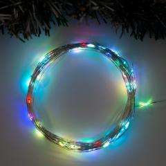Гирлянда «Нить» 10 м роса, IP20, серебристая нить, 100 LED, свечение мульти (RGB), переливы, 12 В в строительных магазинах СтройГрад
