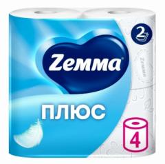 Бумага туалетная Zemma+ 2сл. 4рул. БЕЛАЯ / 24 в строительных магазинах СтройГрад
