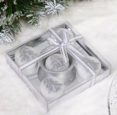 Свечи новогодние ˮСнежинкиˮ11.5*11*5*3см (набор 5шт), Серебро в строительных магазинах СтройГрад