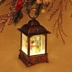 Сувенир с подсветкой Christmas Фонарь - Снежный Снеговик 7,3х7,3х13 см