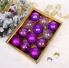 Новогодние шары ˮВолшебство ночиˮ 8 см (набор 12 шт), Фиолетовый в строительных магазинах СтройГрад