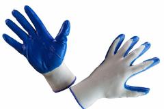 Перчатки нейлоновые с нитриловым покрытием голубые В17