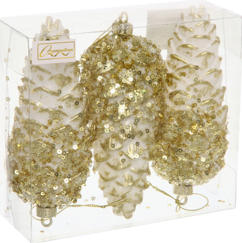Ёлочные игрушки VERSAILLES ˮОрионˮ 14*6 м (набор 3 шт), Золото в строительных магазинах СтройГрад