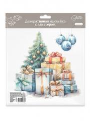 Наклейка декоративная ˮПодарочки у ёлкиˮ с глиттером в строительных магазинах СтройГрад