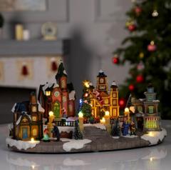 Светодиодная фигура «Рождественская площадь» 40×21×22 см, полистоун, от батареек ААх3, USB в строительных магазинах СтройГрад