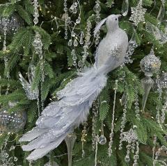 Фигурка новогодняя ˮКоролевская птицаˮ 37 см, серебро в строительных магазинах СтройГрад