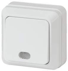 Выключатель Intro Quadro с подсветкой 10AX-250В белый о/у 2-102-01