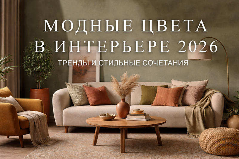 Основные цветовые тренды в интерьере 2026 года.