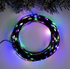 Гирлянда «Нить» 20 м роса, IP20, чёрная нить, 200 LED, свечение мульти, 12 В в строительных магазинах СтройГрад