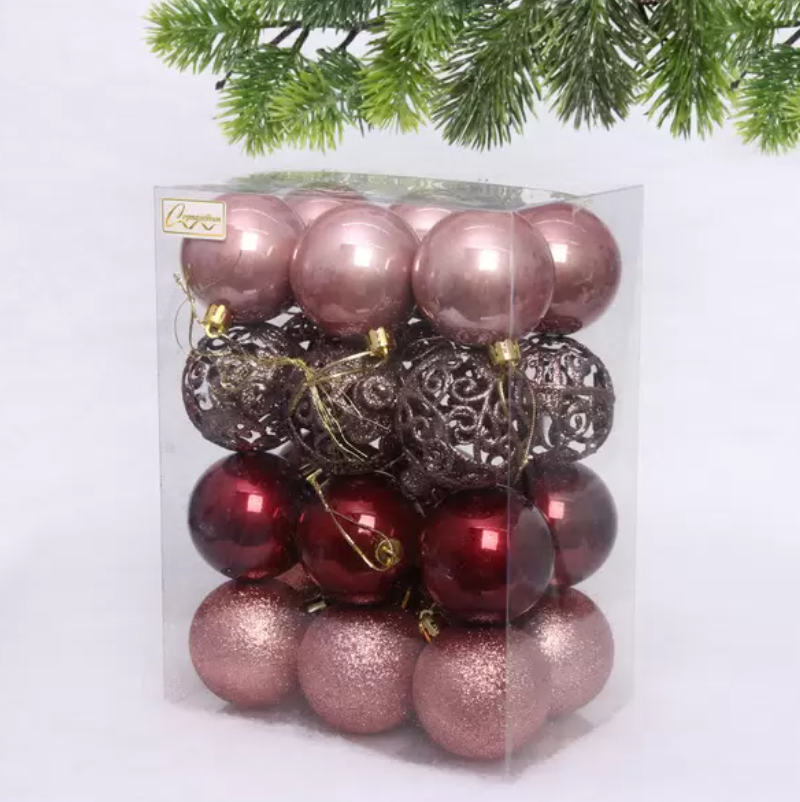 Набор шаров ˮWonderful highlightsˮ 8 см + 10 см (24 предмета),Розовое золото в строительных магазинах СтройГрад