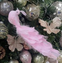 Фигурка новогодняя ˮКоролевская птицаˮ 33 см, розовый в строительных магазинах СтройГрад