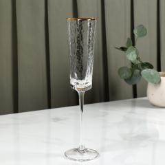 Бокал стеклянный для шампанского Magistro «Жемчуг», 180 мл, 5,5×26 см, золотой
