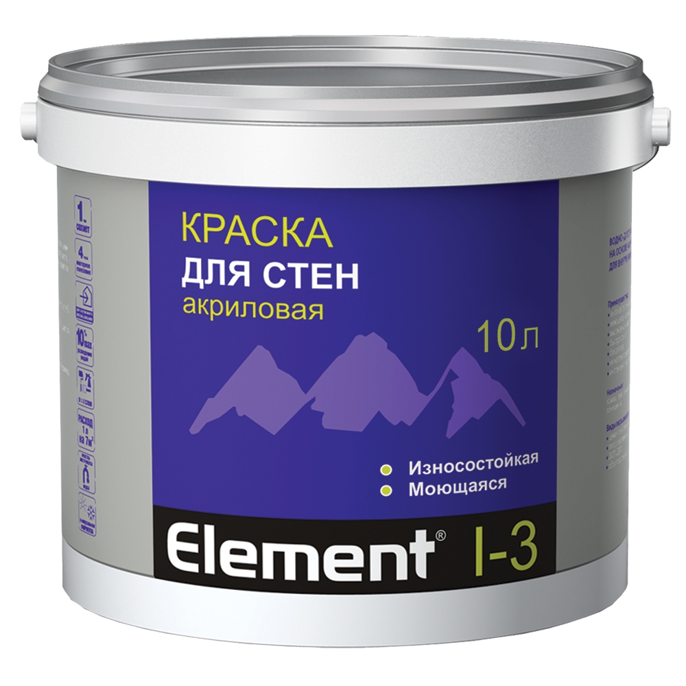 Краска для стен и потолков Element I-3 акриловая матовая белая 10л.  (15,8кг) Alpa - купить в Норильске в строительных магазинах СтройГрад