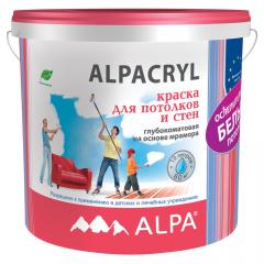 Краска для стен Alpacryl акриловая глубокоматовая белая 10л. (15,6 кг) Alpa