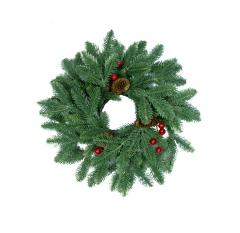 Венок новогодний - 12 зеленый с шишками и ягодами литыми побегами, d-40 см. в строительных магазинах СтройГрад