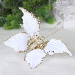 Украшение новогоднее ˮВолшебная бабочкаˮ 24*14 см, Белый/шампань в строительных магазинах СтройГрад