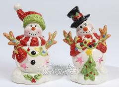 Фигурка Снеговик Весельчак светящийся, 14 см, LED, батарейка в строительных магазинах СтройГрад