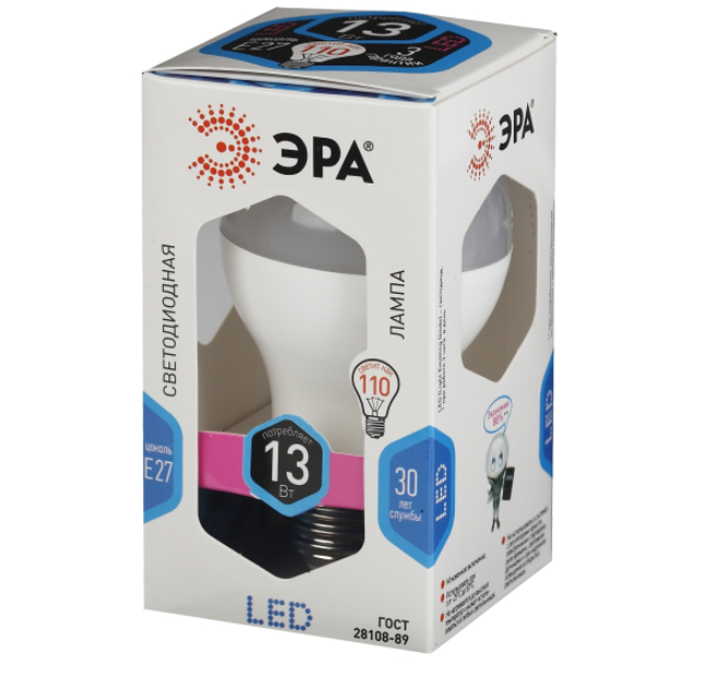 Лампа светодиодная ЭРА STD LED A60-13W-840-E27 13Вт груша нейтральный белый свет в строительных магазинах СтройГрад