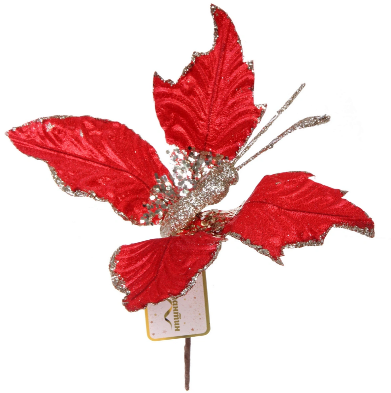 Украшение новогоднее ˮВолшебная бабочкаˮ 24*14 см, Красный/шампань в строительных магазинах СтройГрад