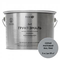 Грунт-эмаль по ржавчине Elcon 3 в 1 матовая серая RAL 7040 2 кг в строительных магазинах СтройГрад