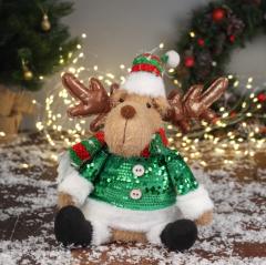 Игрушка мягкая «Олень в полосатом колпаке» сидит, 44×19 см в строительных магазинах СтройГрад