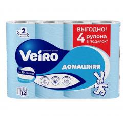 Туалетная бумага VEIRO ДОМАШНЯЯ Белая 2-х сл. 12рул в строительных магазинах СтройГрад