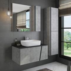 Комплект мебели COMFORTY.Эдинбург-90.бетон светлый (тумба.раковина Y9378.зеркальный шкаф.столешница) в строительных магазинах СтройГрад