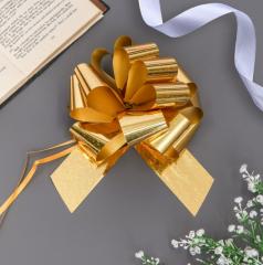 Подарочный бант - шар №5, золото, для упаковки подарков в строительных магазинах СтройГрад