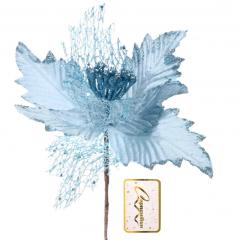 Украшение новогоднее ˮПуансеттия - Сказкаˮ 23 см, Голубой в строительных магазинах СтройГрад