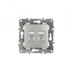 Розетка информационная двойная 2XRJ45, IP20, Эра12, алюминий 12-3108-03 в строительных магазинах СтройГрад