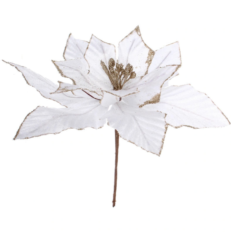 Украшение новогоднее ˮПуансеттия - Фурияˮ 26 см, Белый в строительных магазинах СтройГрад