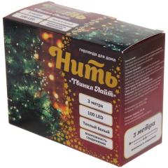 Гирлянда для дома НИТЬ ˮТвинкл Лайтˮ 3 м 100 ламп LED, черн.пров, 8 реж, IP-20. Теплый белый в строительных магазинах СтройГрад