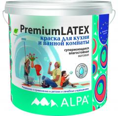 Краска влагостойкая Premium Latex акриловая матовая белая 1(0,9)л (1,4кг) Alpa