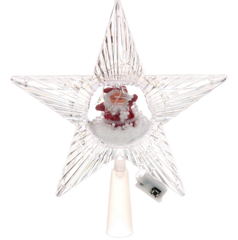 Фигура светодиодная ЗВЕЗДА ДЛЯ ЁЛКИ ˮДед Морозˮ 10 ламп LED, 18 см, 3 реж, Мультицвет в строительных магазинах СтройГрад