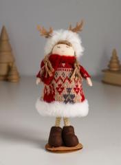 Кукла интерьерная текстильная «Малышка в вязаном платье в шапке с рожками», 6.5×6.5×16.5 см в строительных магазинах СтройГрад