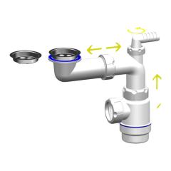 Сифон SANPLAST мини 1 1/2х40, телескопический, с нерж. выпуском 63мм и отводом в строительных магазинах СтройГрад