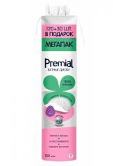 Ватные диски PREMIAL с ионами серебра 120+30шт в подарок /24 в строительных магазинах СтройГрад