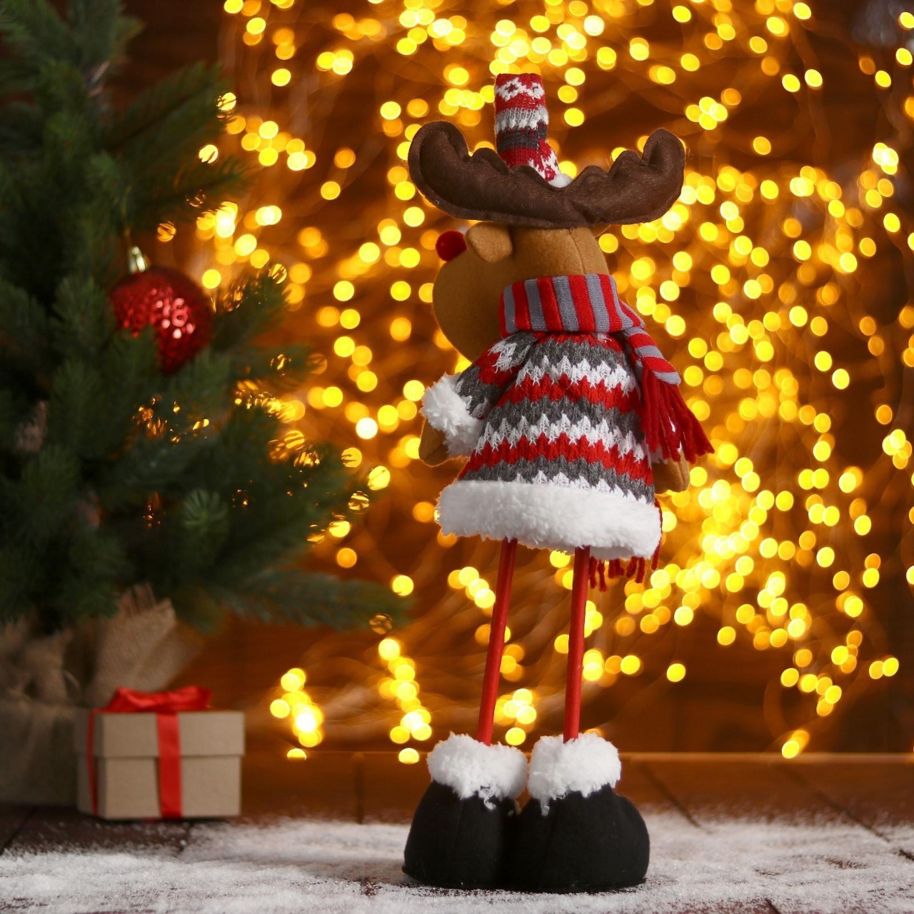 Игрушка мягкая «Олень в полосатом шарфике-длинные ножки» стоит, 11×36 см в строительных магазинах СтройГрад