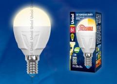 Лампа светодиодная диммируемая UNIEL LED-G45-6W/WW/E14/FR/DIM PLP01WH
