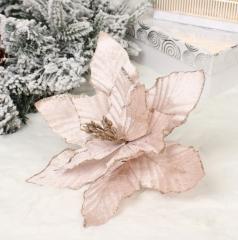 Украшение новогоднее ˮПуансеттия - Фурияˮ 26 см, Шампань в строительных магазинах СтройГрад