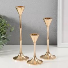 Набор металлических подсвечников «Утончённый конус», 3шт d=2 см, h=22 см,17 см, 11.5 см в строительных магазинах СтройГрад