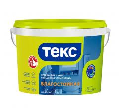 Краска ВЛАГОСТОЙКАЯ Универсал акриловая латексная глубокоматовая белая 3 кг Текс в строительных магазинах СтройГрад