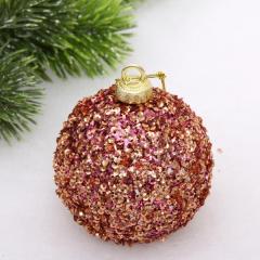 Новогодний шар ˮБлеск ночиˮ 8 см, Розовое золото в строительных магазинах СтройГрад