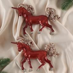 Набор елочных украшений «Зимнее волшебство. Лошадка Феерия» пластик, 11×15.5 см, 2шт красный в строительных магазинах СтройГрад