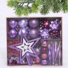 Набор ёлочных украшений ˮСказочная зимаˮ 45 предметов, Рубин/Розовый/Лаванда в строительных магазинах СтройГрад