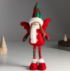 Кукла интерьерная текстильная «Ангелочек в красном наряде, клетчатый колпак», 16×7×40 см в строительных магазинах СтройГрад